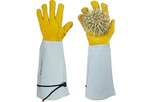 GLOSAV Gardening Gloves Thorn Proof for Rose Pruning & Cactus Trimming, Long Leather Garden Gloves for Women & Men (XL)