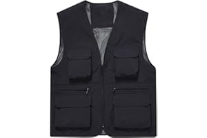Men's Casual Lightweight Outdoor Vest Quick Dry Fishing Vests Hiking Utility Sleeveless Jackets with Multi Pockets