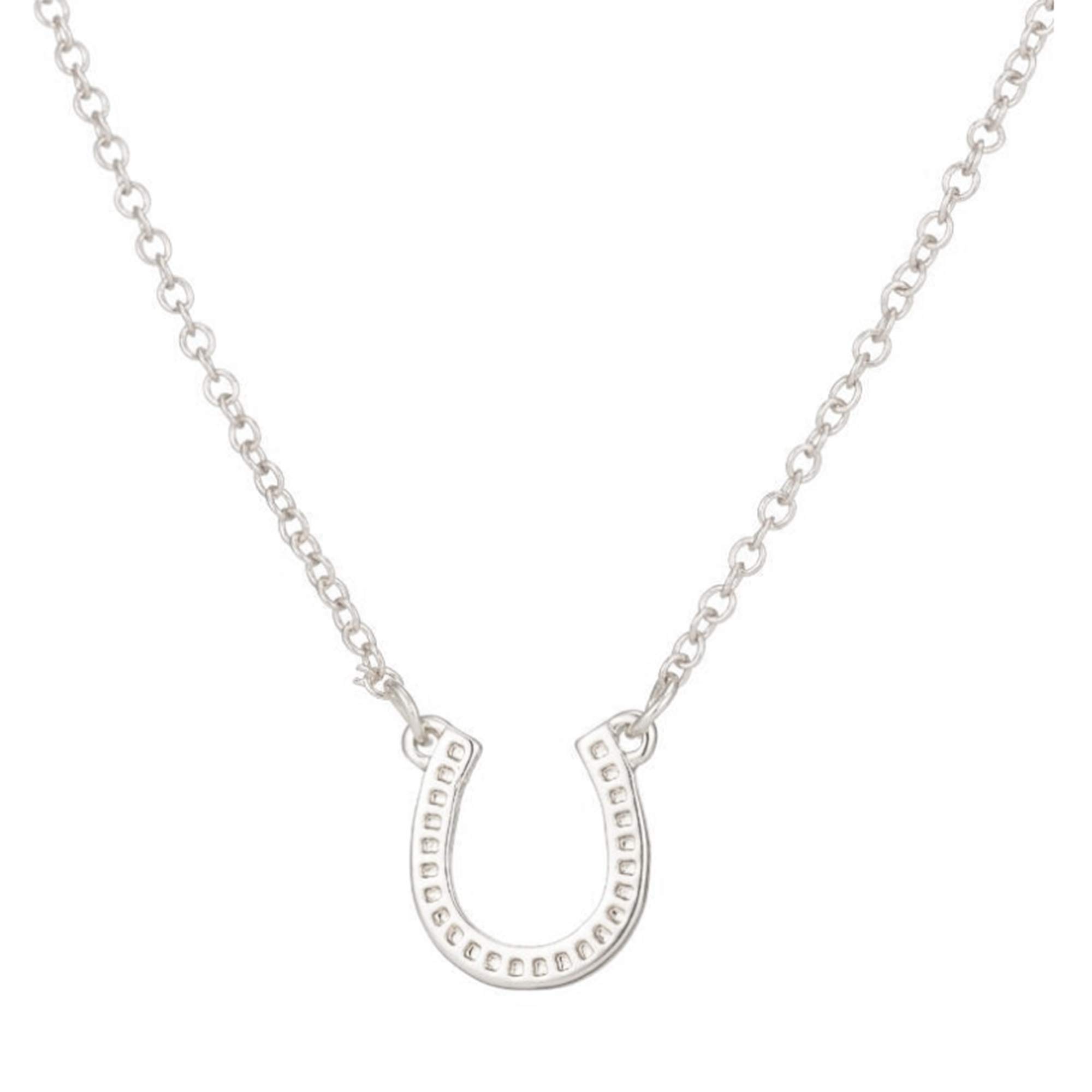 URBAN SHe° Gold Plated Horseshoe Necklace Pendant Good Luck Friendship Jeweller (Silver plated)