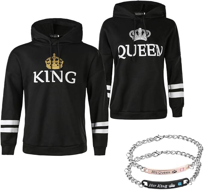 king and queen couple hoodies