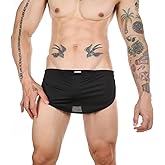 Evankin Men's Ultra-Thin Split Side Underwear Sexy Loincloth Thong Breathable Boxer Briefs Athletic Shorts