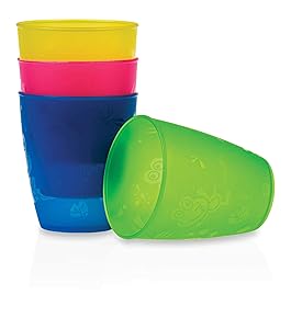 Nuby 4-Pack Fun Drinking Tumblers, 9 Ounce, Colors May Vary