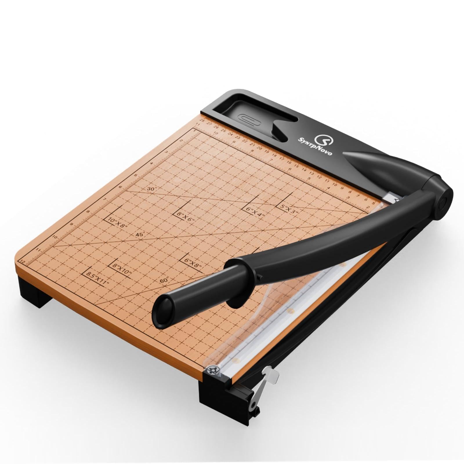 Photo 1 of 12 Inch Heavy Duty Paper Cutter, Wood Guillotine Paper Cutter & Trimmer, 12-16 Sheets Capacity Cutting Board for Classroom, Crafting, Cardstock Black (Black)