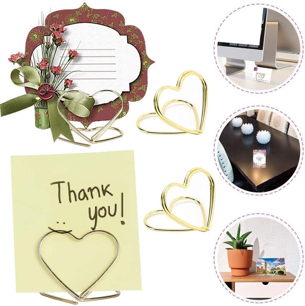 Metal Heart Card Holders CHEPL Mini Heart Place Card Holder Memo Clip Holder Table Card Holders for Wedding Office Birthday Party 24 PCS - Image 4