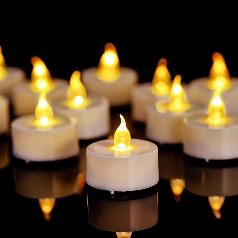 Anziner 12 Pack Flameless LED Tea Lights 200h Battery Operated Warm Flicker