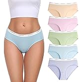 coskefy Women's Underwear Cotton Breathable Hipster Panties Soft Low Rise Bikini Ladies Workout Briefs 5 Pack