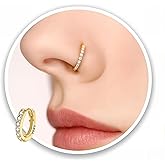 LUCKYJEWUS 925 Sterling Silver Clicker Nose Ring Hoop for Women & Men, 20G 5mm 6mm 7mm 8mm 9mm Small CZ Diamond Hinged Nose Piercing Jewelry, Hypoallergenic & Lightweight