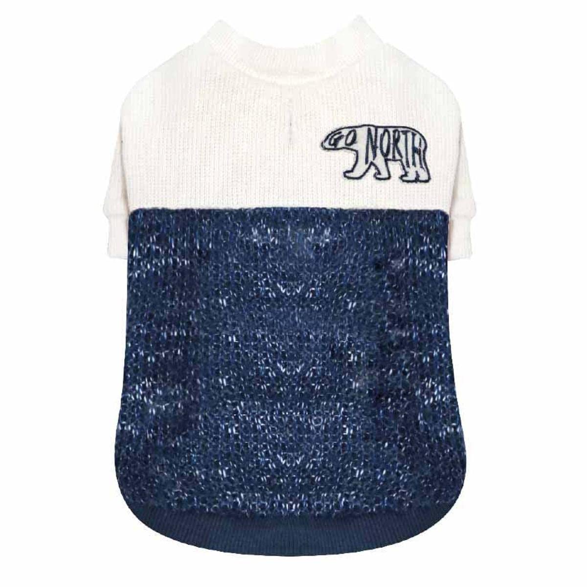 Croci Go North Blue Sweater For Dogs, Back Size 40 Cm, Adjustable, With Hole For Leash And Harness, Blue And White Color