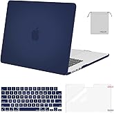 MOSISO Compatible with MacBook Air 15 inch Case M4 M3 M2 2026 2025 2024 2023 Release A3241 A3114 A2941 with Touch ID, Plastic Hard Shell Case&Keyboard Cover&Screen Film&Storage Bag, Navy Blue