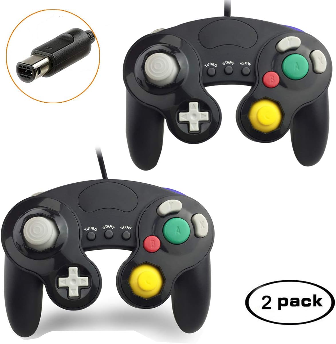 TRVL FIELDER Gamecube Controller, 2 Packs Classic Wired Controllers Compatible with Wii Nintendo Gamecube