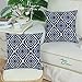 CaliTime Pack of 2 Soft Canvas Throw Pillow Covers Cases for Couch Sofa Home Decor Modern Quatrefoil Geometric 18 X 18 Inches Navy Blue