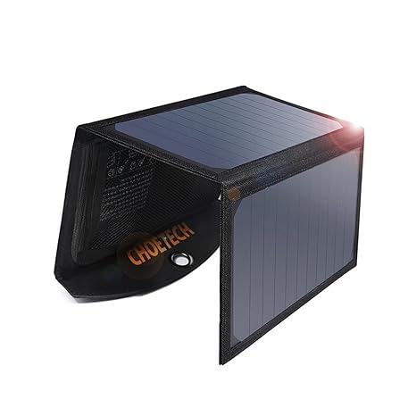 Choetech Plastic Light Weight 19W Dual Port USB Solar Panel Charger with Sunpower Solar Cell and Auto Detect Tech for iPhone and Android Phones