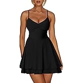 Kaximil Women's Sexy Spaghetti Strap Ruffle Mini Dress Ruched Corset Party Club A Line Short Dresses