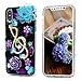 Mavis's Diary iPhone X Case, iPhone Xs Case, Clear Slim Fit Luxury 3D Handmade Bling Crystal Rhinestone Diamonds Music Note Lotus Fashion Design Full Body Protective Hard PC Plastic Cover