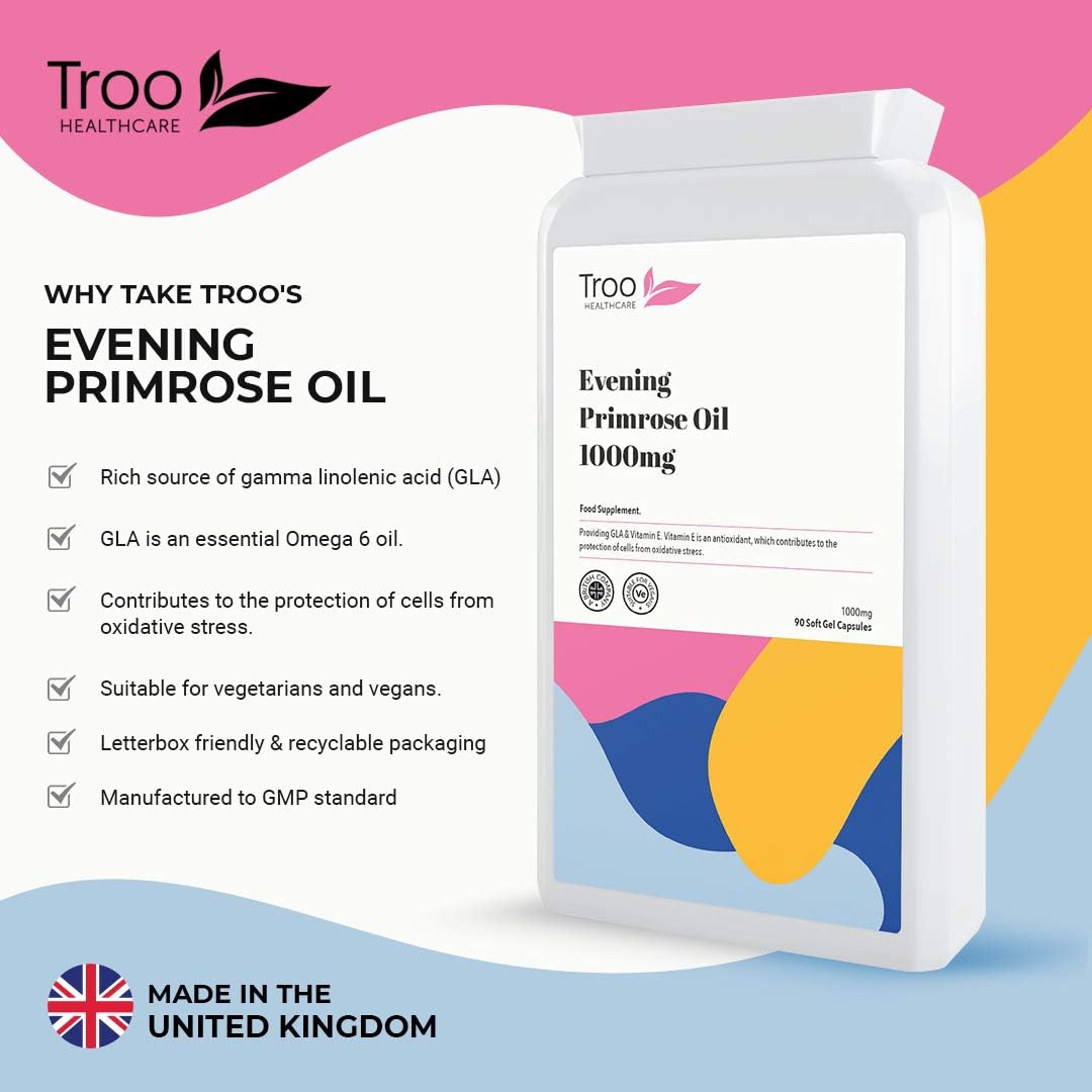 Troo Health Care Troo Vegan Evening Primrose Oil Capsules 1000mg, 90 Softgels in Convenient Daily Omega Supplement - Image 5