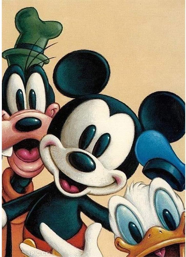 DIY 5D Diamond Painting Kit, Arviny Full Drill Paint by Numbers Embroidery Cross Stitch Arts Craft, Rhinestone Crystal Drawing Gift for Adults Kids, 12"X16" The Theme of Mickey Mouse &Donald Duck