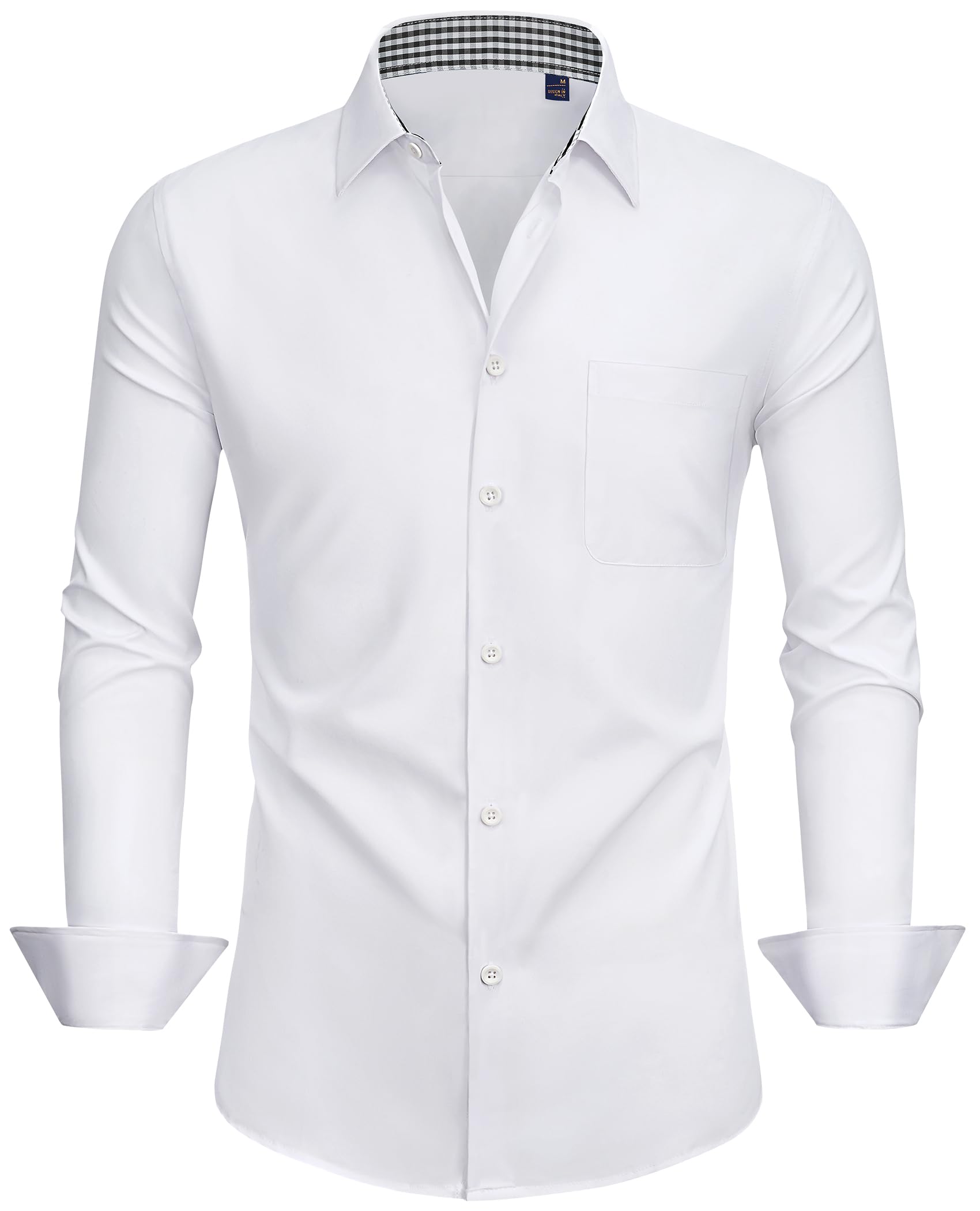 Photo 1 of Alimens & Gentle Men's Long Sleeve Shirts Casual Plaid Button Down Shirts for Men White Dress Shirt l