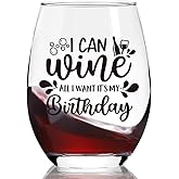 Ymzkpoa Funny Birthday Wine Glass Gifts for Women Mom Best Friend Sister,I Can Wine All I Want It's My Birthdays,Happy Birthday Gift for Her,Stemless Wine Glass Cup for Party Decoration - 28