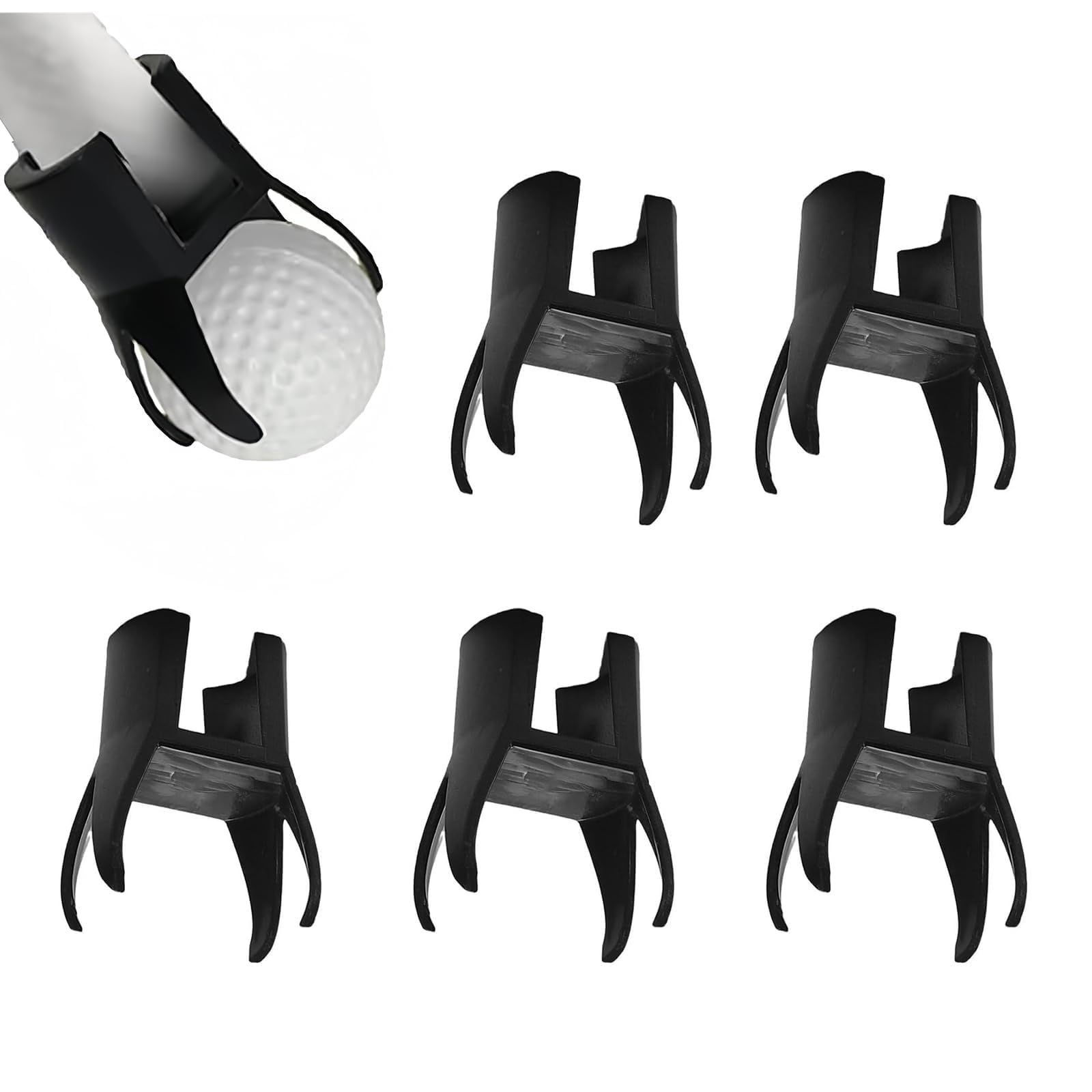 Bamyli 5 Pcs Golf Ball Retriever, 4-Claw Golf Ball Retriever for Putter, Golf Ball Picker Upper, Golf Ball Grabber Claw Sucker Golf Ball Pick Up Tool for Putter Grip