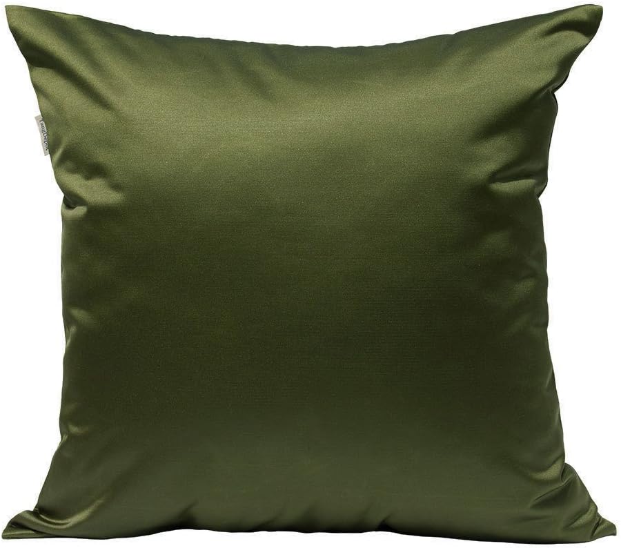 TangDepot Solid Silky Throw Pillow Covers, Shining and Luxury Cushion Covers, Euro Shams, European Throw Pillow Covers, Indoor/Outdoor - (24"x24", Olive Green)