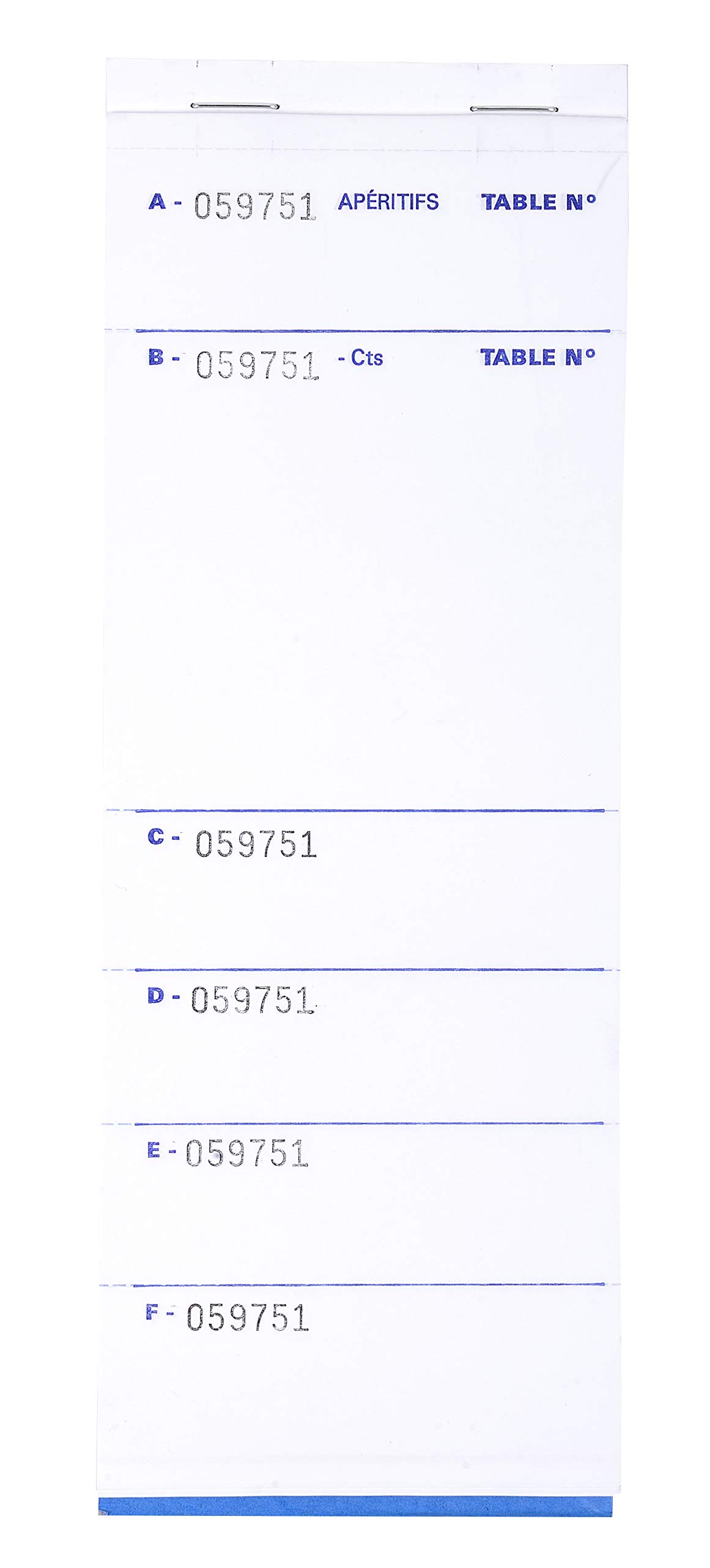 Exacompta - Ref. 96208E - Pack of 5 Brasserie pads 50 carbonless sheets numbered in triplicate - Format 9.6 x 26 cm -