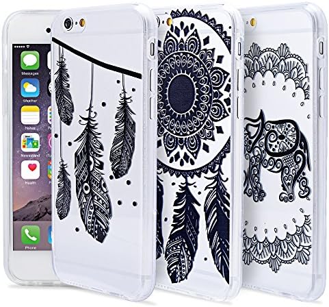 Aigoo 3-Pack Clear Case Soft Silicone Black Pattern Back Cover for 4.7 inches iPhone 6/iPhone 6s