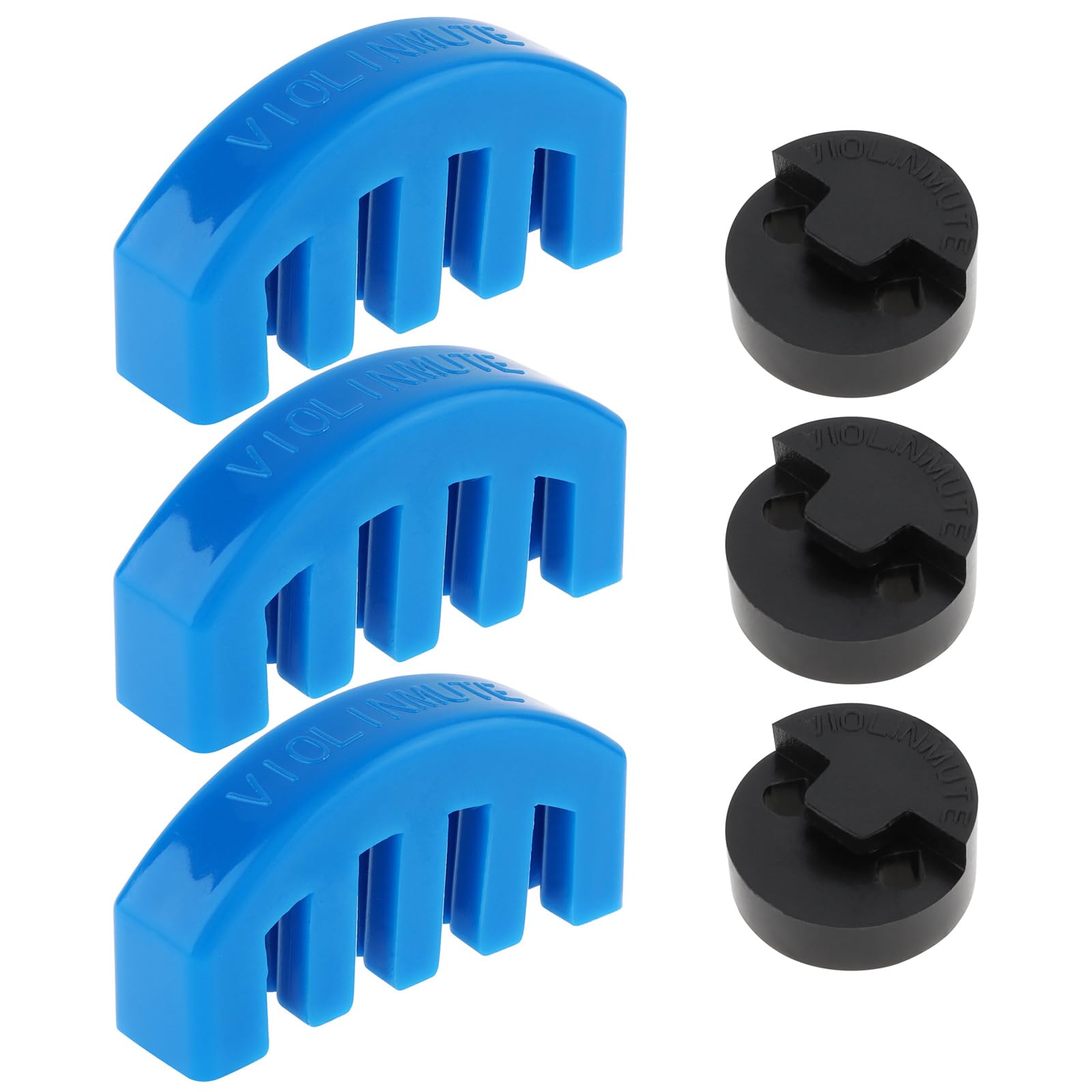 MuzcYM 6pcs Rubber Violin Practice Mute Set with 3pcs Claw Style & 3pcs Round Style Black & Blue Violin Silencer