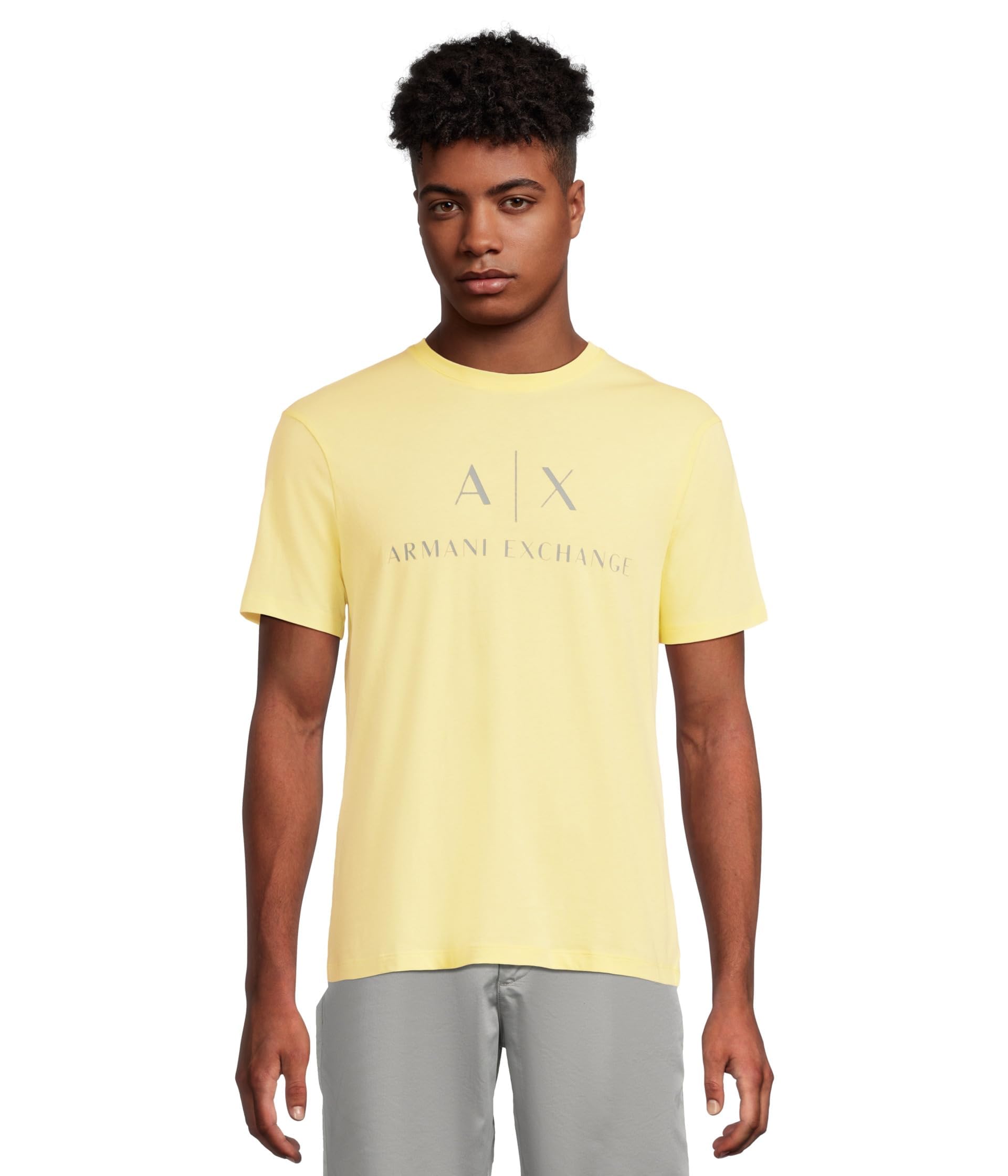 Armani Exchange Men's Classic Crew Logo Tee T Shirt, Pale Hay, Medium Image