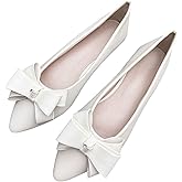 SAILING LU Womens Pointed Toe Ballet Flats Cute Bow-Knot Comfortable Loafers Business Slip On Dressy Walking Shoes