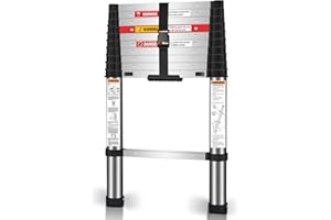 TOOLITIN Telescoping Ladder,10.5FT One Button Retraction Stainless Steel Telescopic Extension Ladder,Soft Close Design Extendable Ladders Portable for Household Daily or RV Work,330 Pound Capacity……