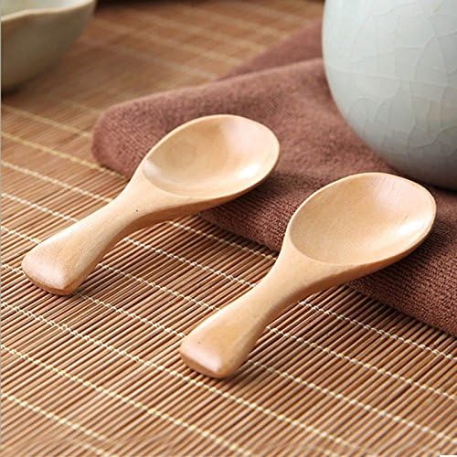 2PCS Short Handle Wood Shovel Spoon Teaspoon Wooden Spoon Ice Gream Spoons Child Safety Spoon