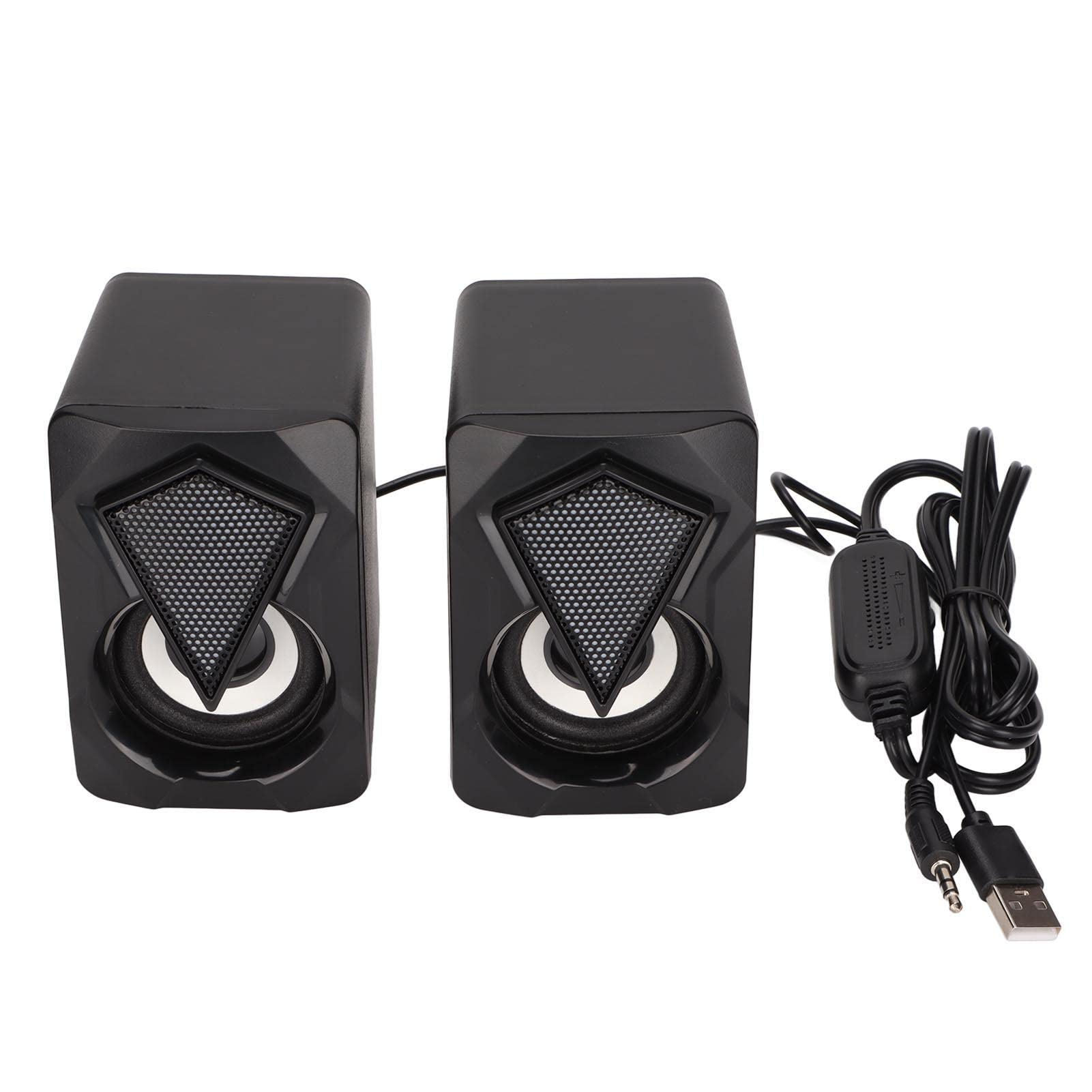 ciciglow X2 6W RGB LED Computer Speakers, USB Powered, 3.5mm Aux, 2.0 Channel, Black, Modern Style, Desktop Speaker