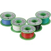 BNTECHGO 18 Gauge Silicone Wire Kit Red Black White Blue and Green Each 25ft 18 AWG Stranded Tinned Copper Wire