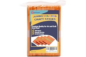 Apremont 100 Pieces Assorted Jumbo Colored Wooden 6 Inches Long Craft Sticks, Rainbow Popsicle Stick, Arts and Crafts, Best for DIY Games Making, Building Designs or Kids Education (6 inches, Orange)
