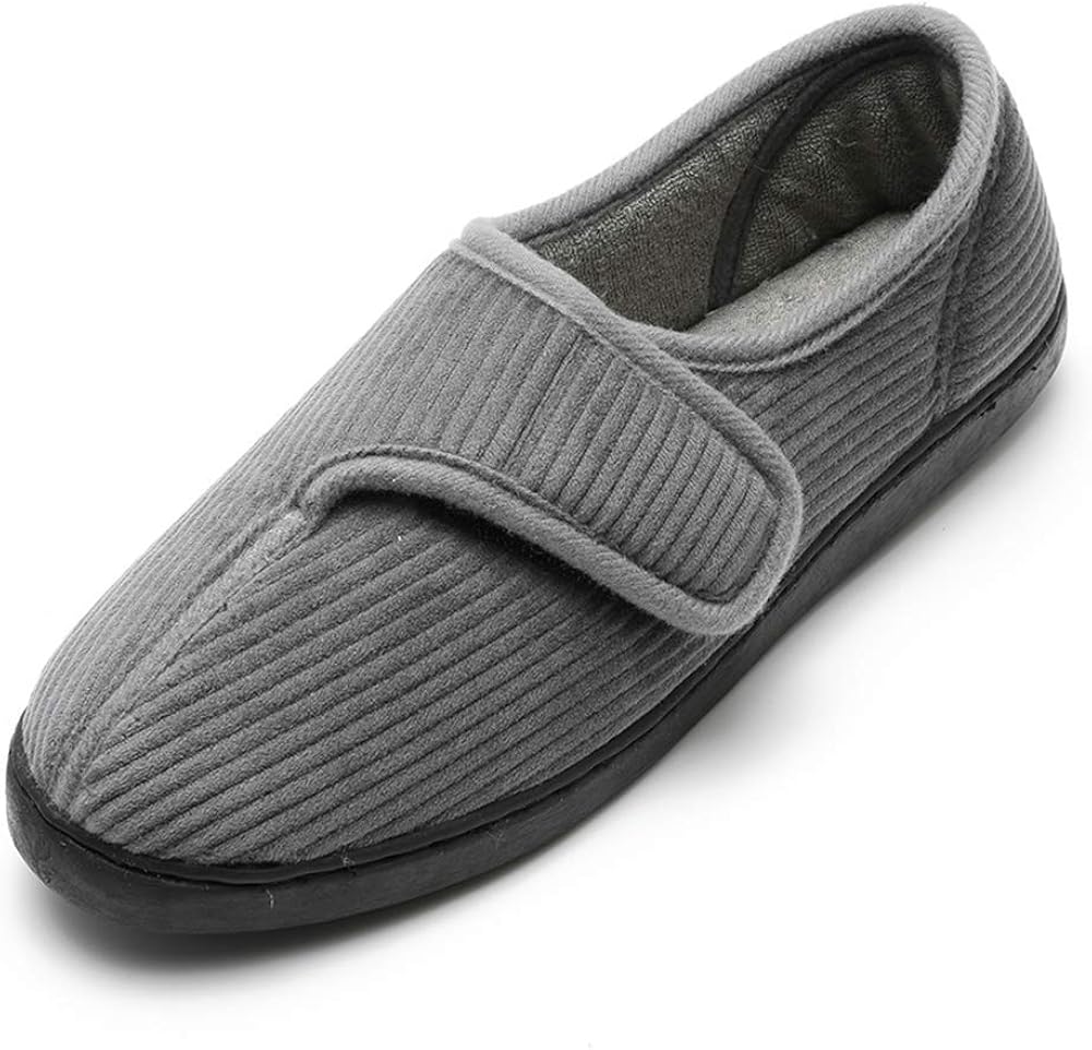 Gitup Diabetic Slippers Shoes for Men Arthritis Edema Adjustable Closure Memory Foam House