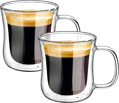 ecooe Double Wall 120ml Espresso Glass Cups Set of 2 Borosilicate