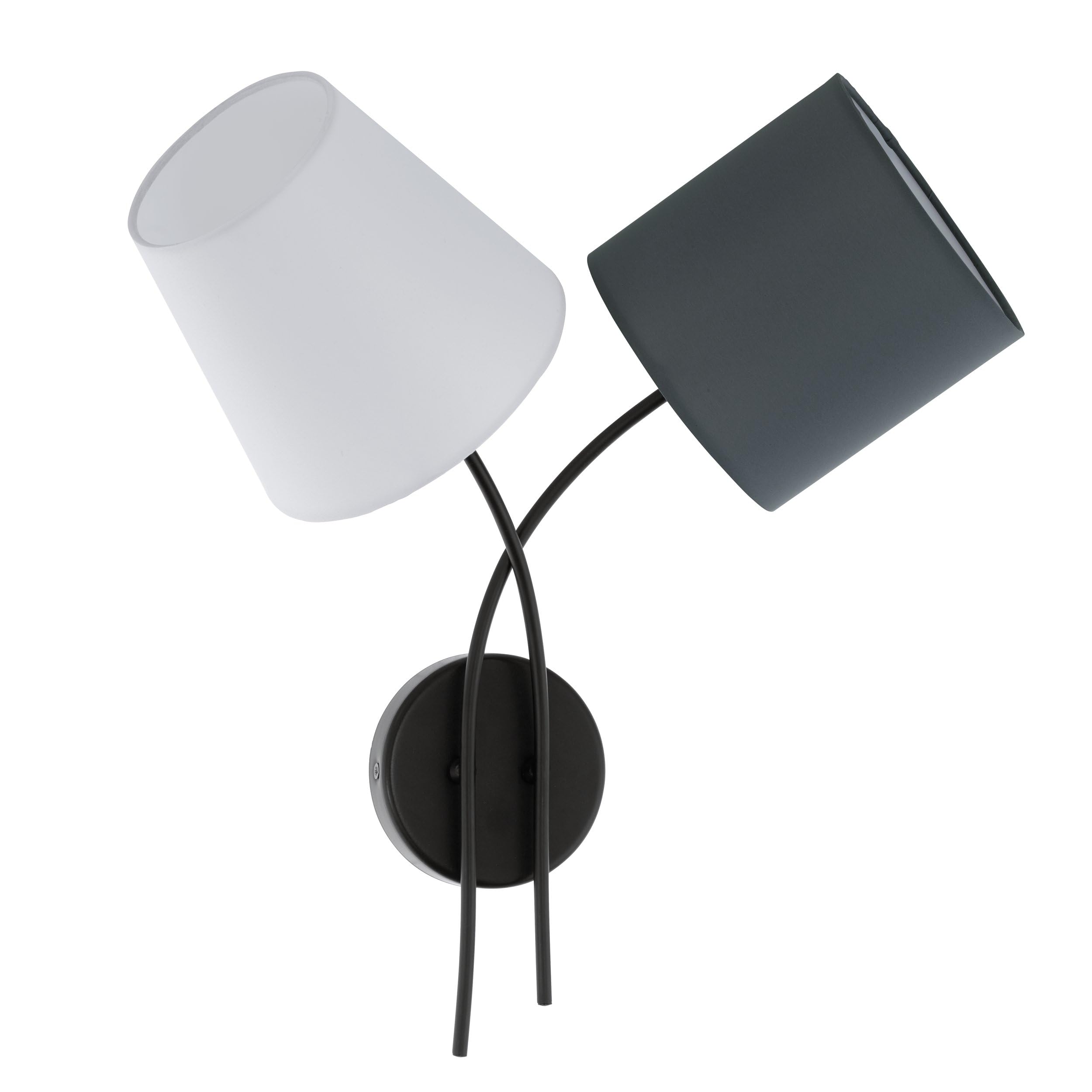 Eglo Wall lamp Almeida, 2 Flame Textile wall lamp, Material: Steel, Fabric, Colour: Black, Anthracite, White, Socket: E14