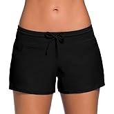 Sythyee Women's Swim Boardshorts Tankini Boyshorts Beach Bottom Swimsuit Built in Briefs