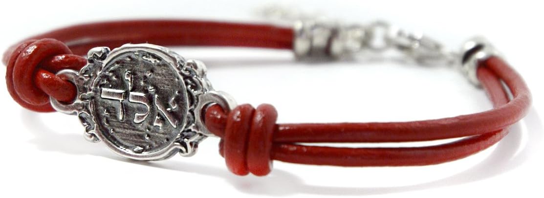 Red Leather Kabbalah Protection Bracelet Against Evil Eye by MIZZE