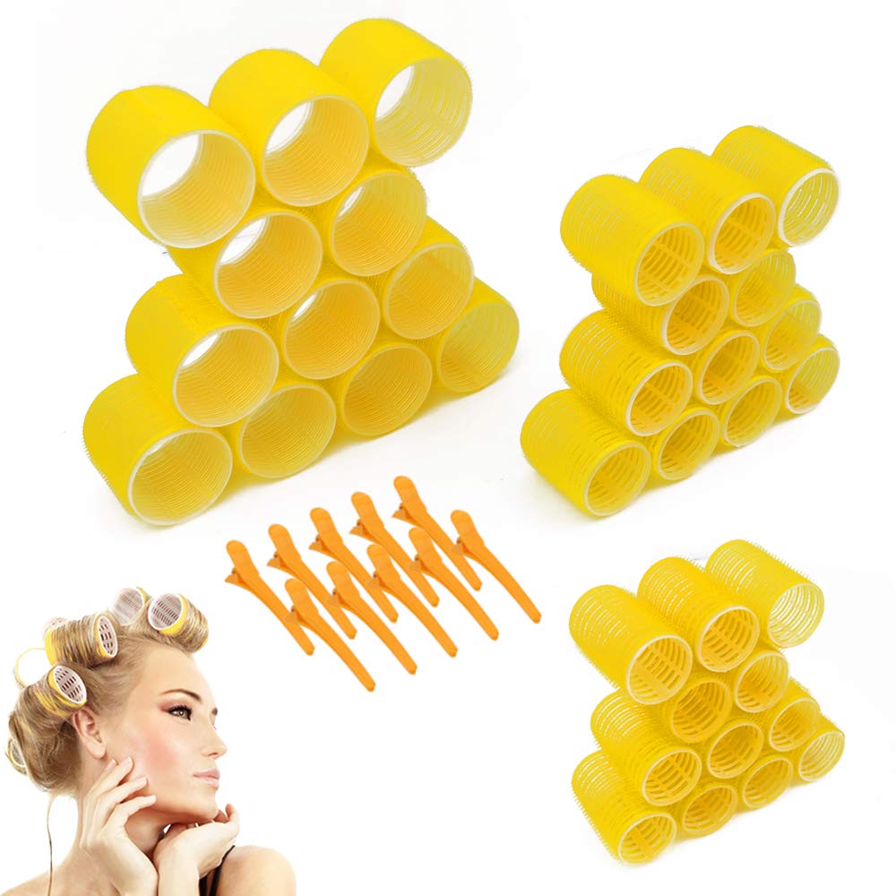 Jumbo Size Hair Roller sets, Self Grip, Salon Hair Dressing Curlers, 2.5 Inch Hair Curlers, 3 Size 36 Packs (12XJUMBO+12XLARGE+12XMEDUIEM)