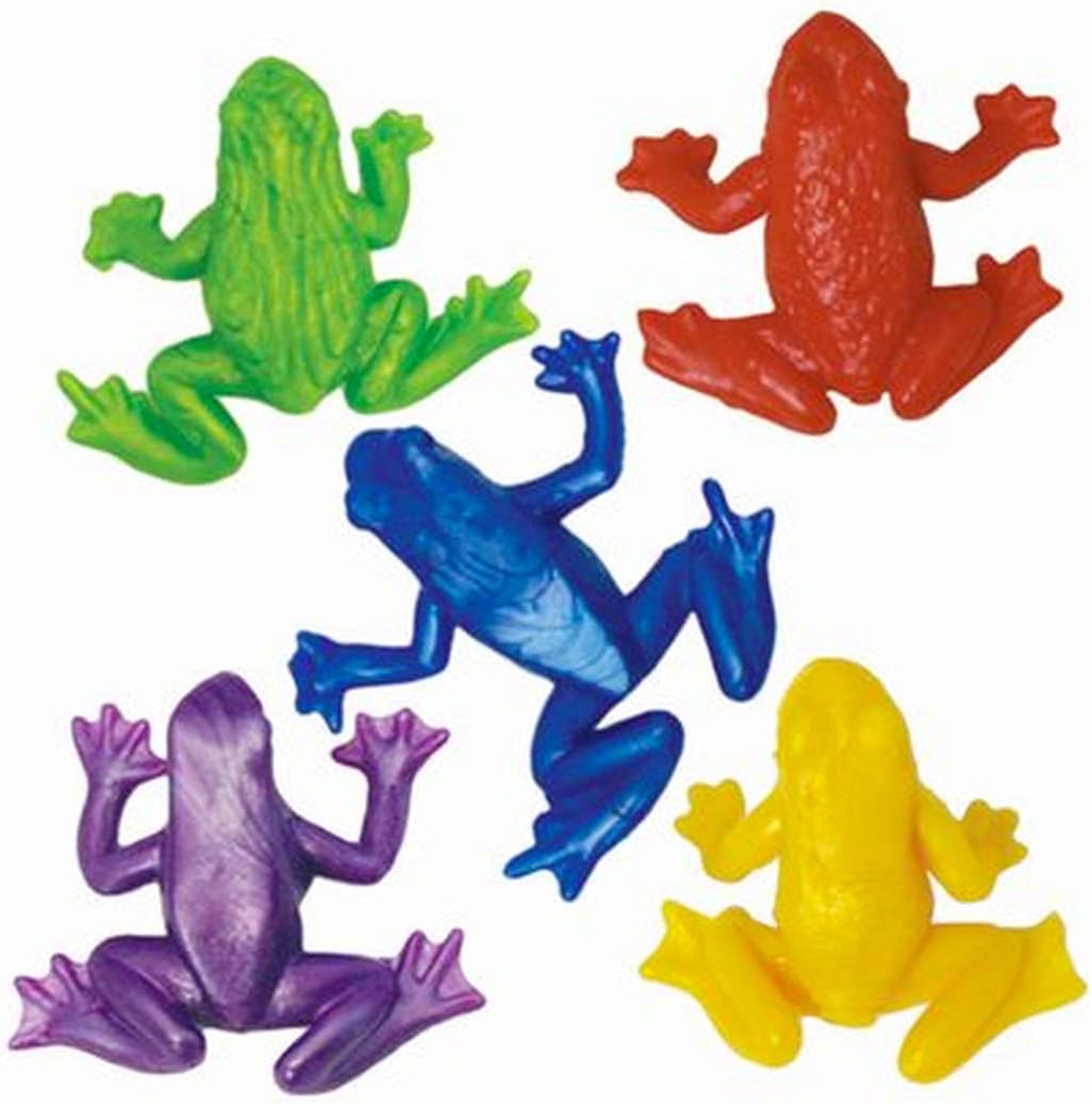 12Pk Multicolour Stretchy Frogs Creatures Animal Party Bag Fillers for Kids Unisex, Red,yellow,green,teal Blue, 12pcs