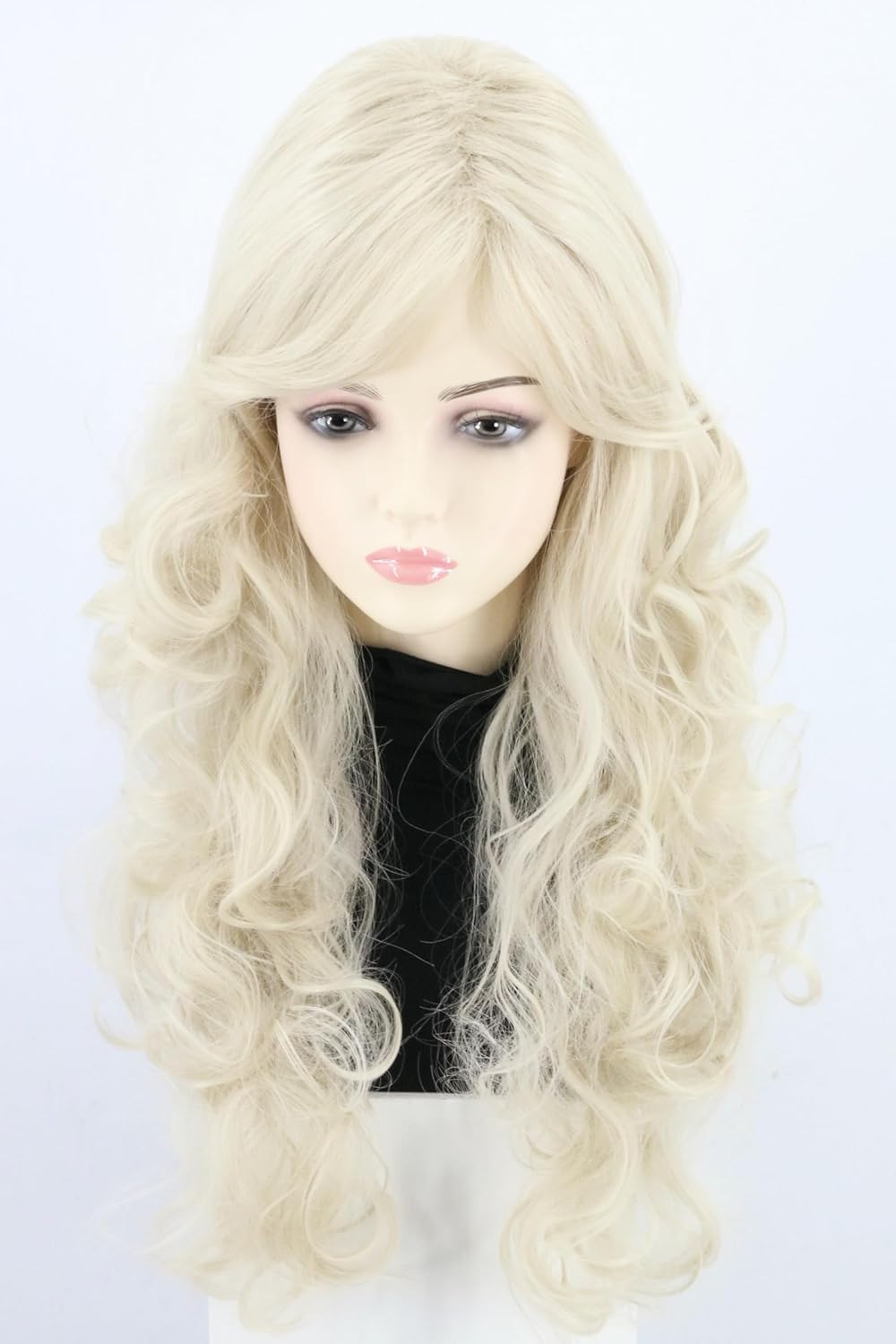 LeMarnia Women's Beige Long Curly Beehive Wig Halloween Costume Queen Wig