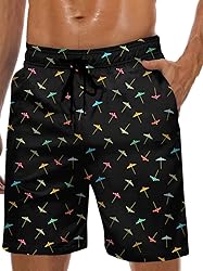Lzzidou Men's Swim Trunks 8 Inch Inseam Mesh Lining
