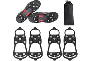 2 Pairs Ice Cleats for Shoes and Boots Non Slip Hiking Spikes Shoe Spikes for Snow and Ice Snow Crampons for Winter Hiking Cl