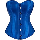 Moessa Women's Satin Corsets Top Lace Up Boned Overbust Corset bustier Lingerie Body Shaper Bustier
