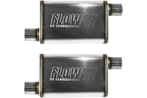TAKAO Flowmaster 71236 FlowFX Muffler (2 Pack), 409S - 2.50" Offset In/ 2.50" Offset Out Moderate Sound