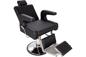 IJIALIFE Barber Salon Chair for Hair Stylist, Reclining Chairs with Heavy Duty Hydraulic Pump, Styling Chair for Barbershop Spa Salon Home Studio (Black & Silver)