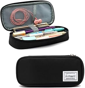 Pencil Case, Big Capacity Pencil Pen Case Multi-Slot Pencil Bag Pouch Holder Box for Middle/High School Office College Adult Girl and Boy (Black)