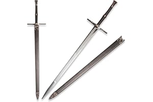 ZKBWFLA Full Metal Geralt's Silver Steel Sword 125cm/48.8 inches,Stainless Steel,White Wolf Aerondight Silver Sword Handmade Anime Cosplay Prop for Display and Collection