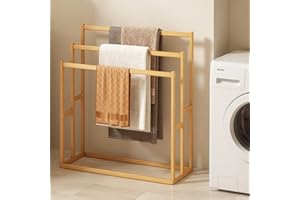 Free Standing Towel Rack, 3-Tier Wooden Blanket Ladder, Quilt Display Stand, Towel Holder, Blanket Holder for Living Room, Ba